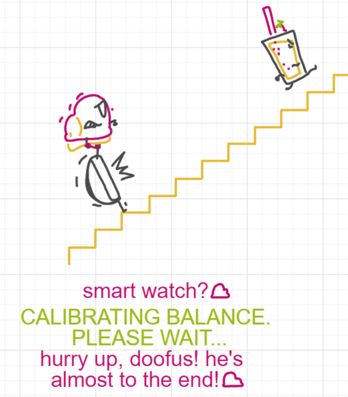 A panel from Running Duos, episode four of the Board Boards object show by Furretwalk/WalkingFurret.